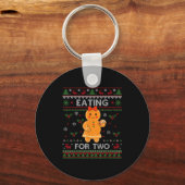 Eating For Two Pregnancy Announcement Ugly Sweater Sleutelhanger (Voorkant)