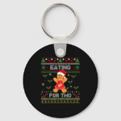 Eating For Two Pregnancy Announcement Ugly Sweater Sleutelhanger (Voorkant)