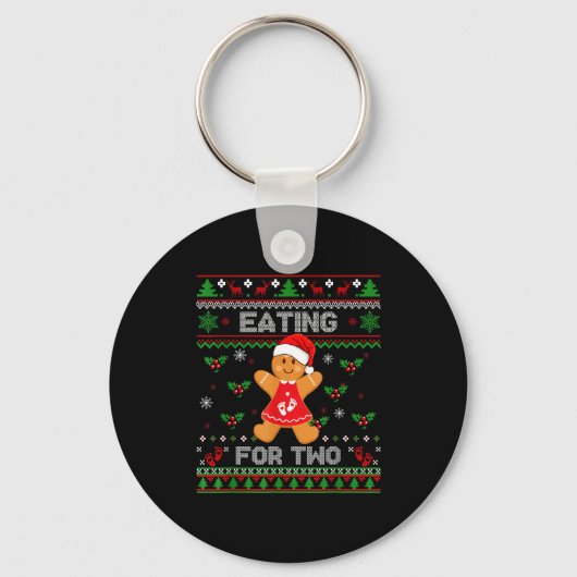 Eating For Two Pregnancy Announcement Ugly Sweater Sleutelhanger (Voorkant)