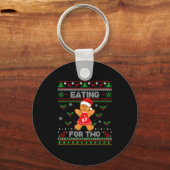 Eating For Two Pregnancy Announcement Ugly Sweater Sleutelhanger (Voorkant)
