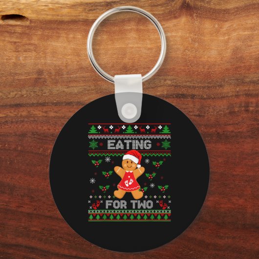 Eating For Two Pregnancy Announcement Ugly Sweater Sleutelhanger (Voorkant)