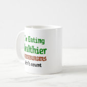 eating healthy cheeseburger koffiemok (Voorkant links)