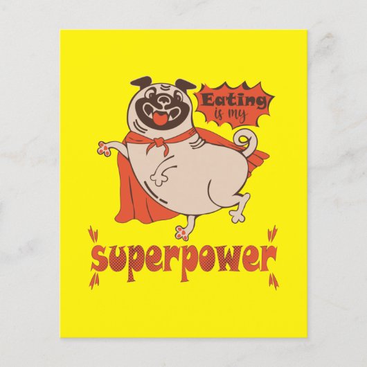Eating is my superpower red cloak pug comic style (Voorkant)