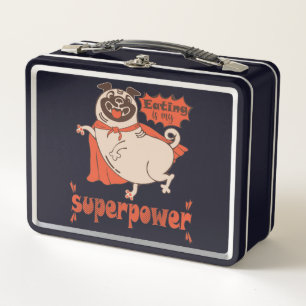 Eating is my superpower red cloak pug comic style