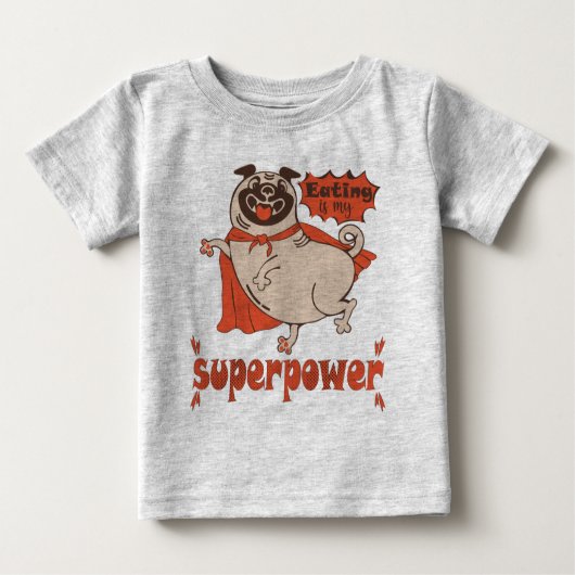 Eating is my superpower red cloak pug comic style (Voorkant)