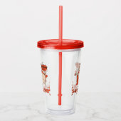 Eating is my superpower red cloak pug comic style acryl drinkbeker (Rechts)