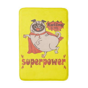 Eating is my superpower red cloak pug comic style badmat