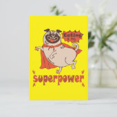 Eating is my superpower red cloak pug comic style bedankkaart (Staand voorkant)