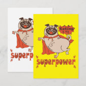 Eating is my superpower red cloak pug comic style bedankkaart (Voorkant / Achterkant)
