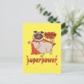 Eating is my superpower red cloak pug comic style briefkaart (Staand voorkant)