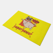 Eating is my superpower red cloak pug comic style deurmat (Schuin)