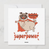 Eating is my superpower red cloak pug comic style feestdagenkaart (Achterkant)