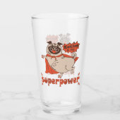 Eating is my superpower red cloak pug comic style glas (Achterkant)