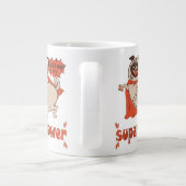 Eating is my superpower red cloak pug comic style grote koffiekop (Achterkant)