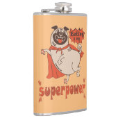 Eating is my superpower red cloak pug comic style heupfles (Rechts)