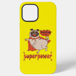 Eating is my superpower red cloak pug comic style iPhone 12 pro max hoesje