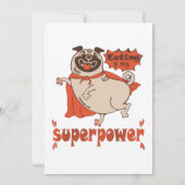 Eating is my superpower red cloak pug comic style kaart (Achterkant)