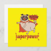 Eating is my superpower red cloak pug comic style kaart (Voorkant / Achterkant)
