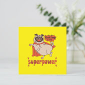 Eating is my superpower red cloak pug comic style kaart (Staand voorkant)