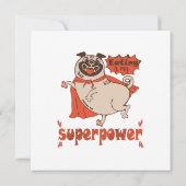 Eating is my superpower red cloak pug comic style kaart (Achterkant)