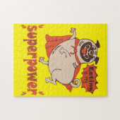 Eating is my superpower red cloak pug comic style legpuzzel (Horizontaal)