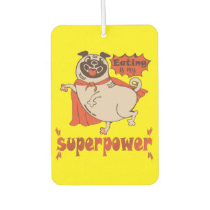 Eating is my superpower red cloak pug comic style luchtverfrisser