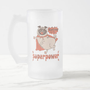 Eating is my superpower red cloak pug comic style matglas bierpul
