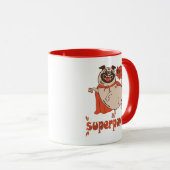 Eating is my superpower red cloak pug comic style mok (Voorkant rechts)