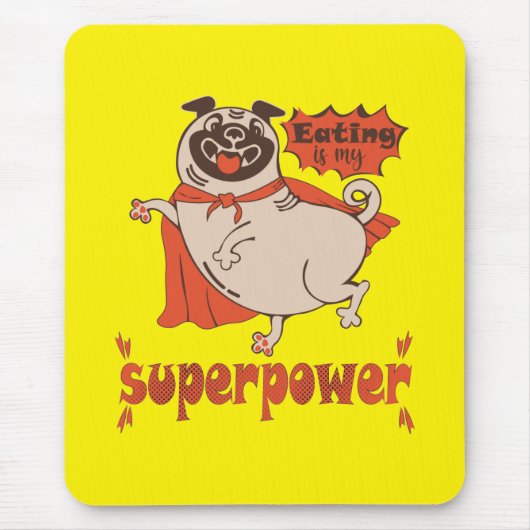Eating is my superpower red cloak pug comic style muismat (Voorkant)
