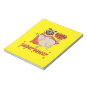 Eating is my superpower red cloak pug comic style notitieblok (Linkerzijde)