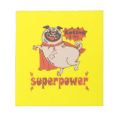 Eating is my superpower red cloak pug comic style notitieblok (Voorkant)