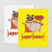 Eating is my superpower red cloak pug comic style notitiekaartje (Voorkant / Achterkant)