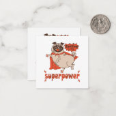 Eating is my superpower red cloak pug comic style notitiekaartje (Voorkant / Achterkant in situ)