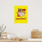 Eating is my superpower red cloak pug comic style poster (Keuken)