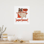 Eating is my superpower red cloak pug comic style poster (Keuken)