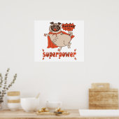 Eating is my superpower red cloak pug comic style poster (Keuken)