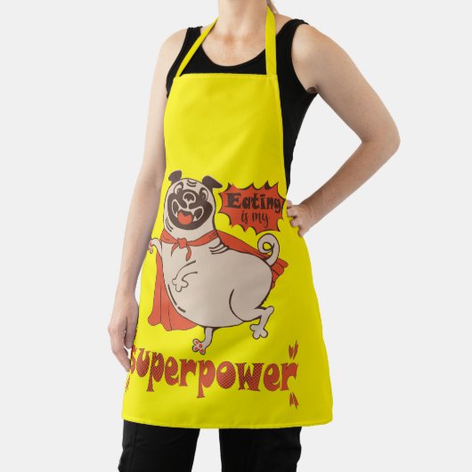 Eating is my superpower red cloak pug comic style schort (Insitu)