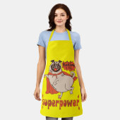 Eating is my superpower red cloak pug comic style schort (Gedragen)