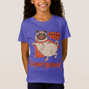 Eating is my superpower red cloak pug comic style t-shirt