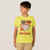 Eating is my superpower red cloak pug comic style t-shirt (Voorkant volledig)