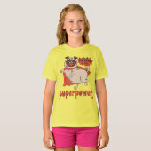 Eating is my superpower red cloak pug comic style t-shirt (Voorkant volledig)