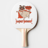 Eating is my superpower red cloak pug comic style tafeltennisbatje (Achterkant)