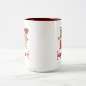 Eating is my superpower red cloak pug comic style tweekleurige koffiemok (Center)