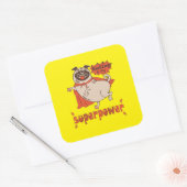 Eating is my superpower red cloak pug comic style vierkante sticker (Envelop)