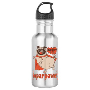 Eating is my superpower red cloak pug comic style waterfles