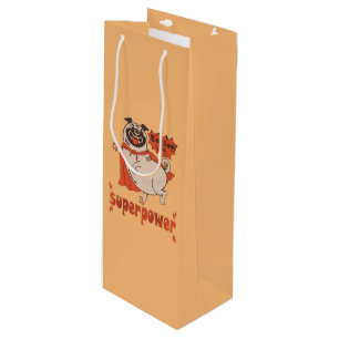 Eating is my superpower red cloak pug comic style wijn cadeautas