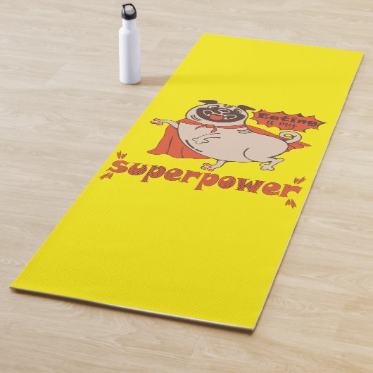 Eating is my superpower red cloak pug comic style yogamat (In situ)