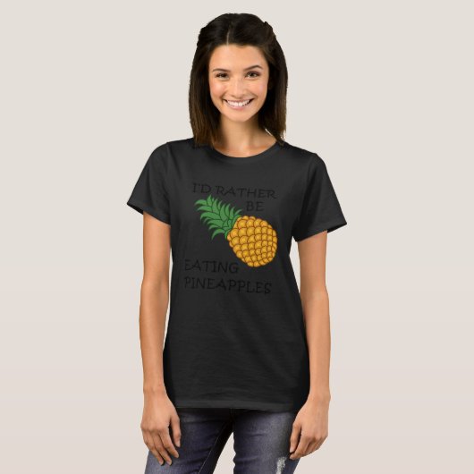 Eating Pineapples Ironic Fruit T-shirt (Voorkant volledig)