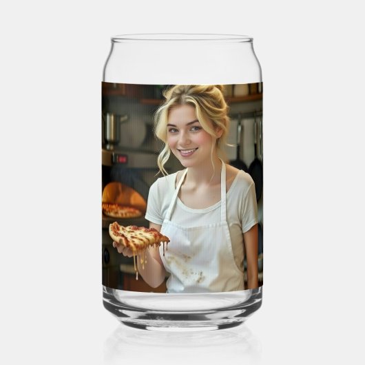 Eating Pizza Photo Personalize Customize  Blikvorm Glas (Voorkant)