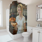 Eating Pizza Photo Personalize Customize Douchegordijn (In situ)